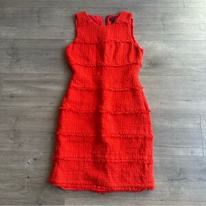 EUC J. Crew Fringy Tweed Sheath Dress - size 4 - burnt red/orange color